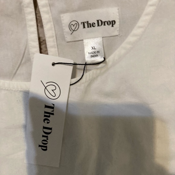 NWT The Drop white 100% cotton, pleated sleeve crewneck top size XL. - Picture 4 of 9